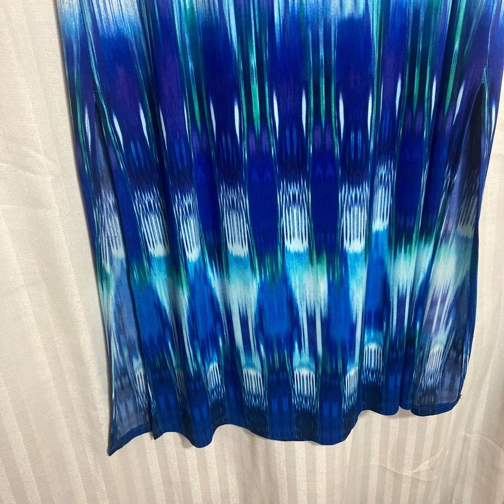 Chicos Womens Maxi Skirt Blue Purple Tie Dye 0 Double‎ Side-Slit Coastal Beach